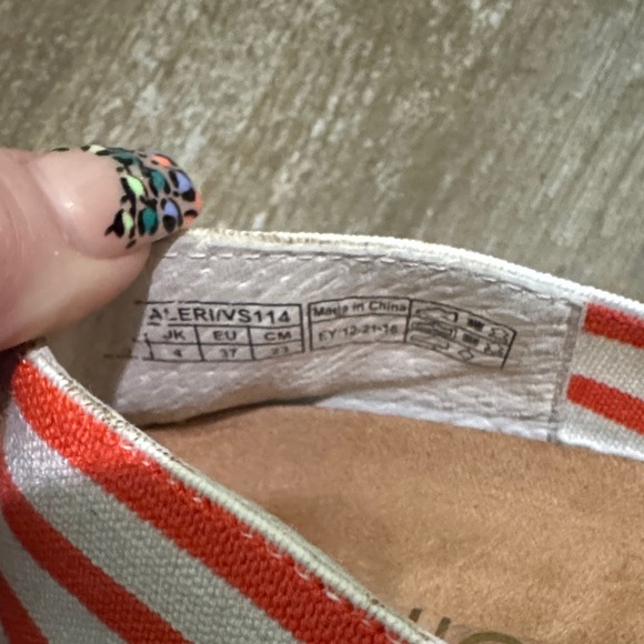 Vionic Red Orange and White Striped Espadrilles - Picture 8 of 9